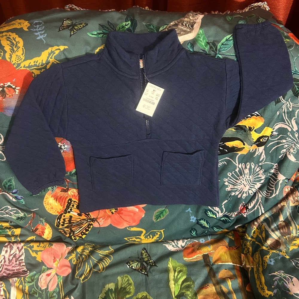 NWT J. Crew Crewcuts Blue Quilted Half-Zip Pullover Size XXS